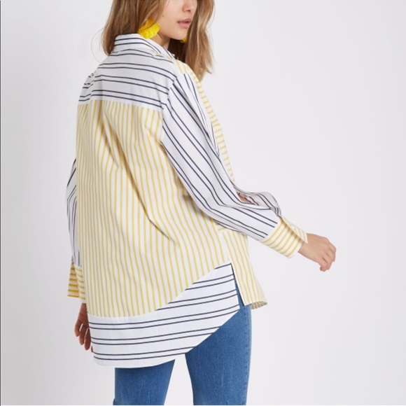 ♥︎BRAND NEW♥︎Yellow stripe split long sleeve shirt - Picture 3 of 5